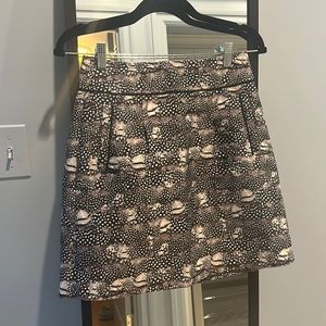 J. Crew feather print mini skirt
